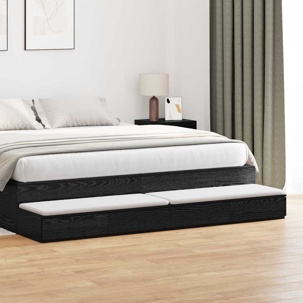 Vidaxl bedlades zwart eiken 200 x 36,5 x 16,5 cm bewerkt hout