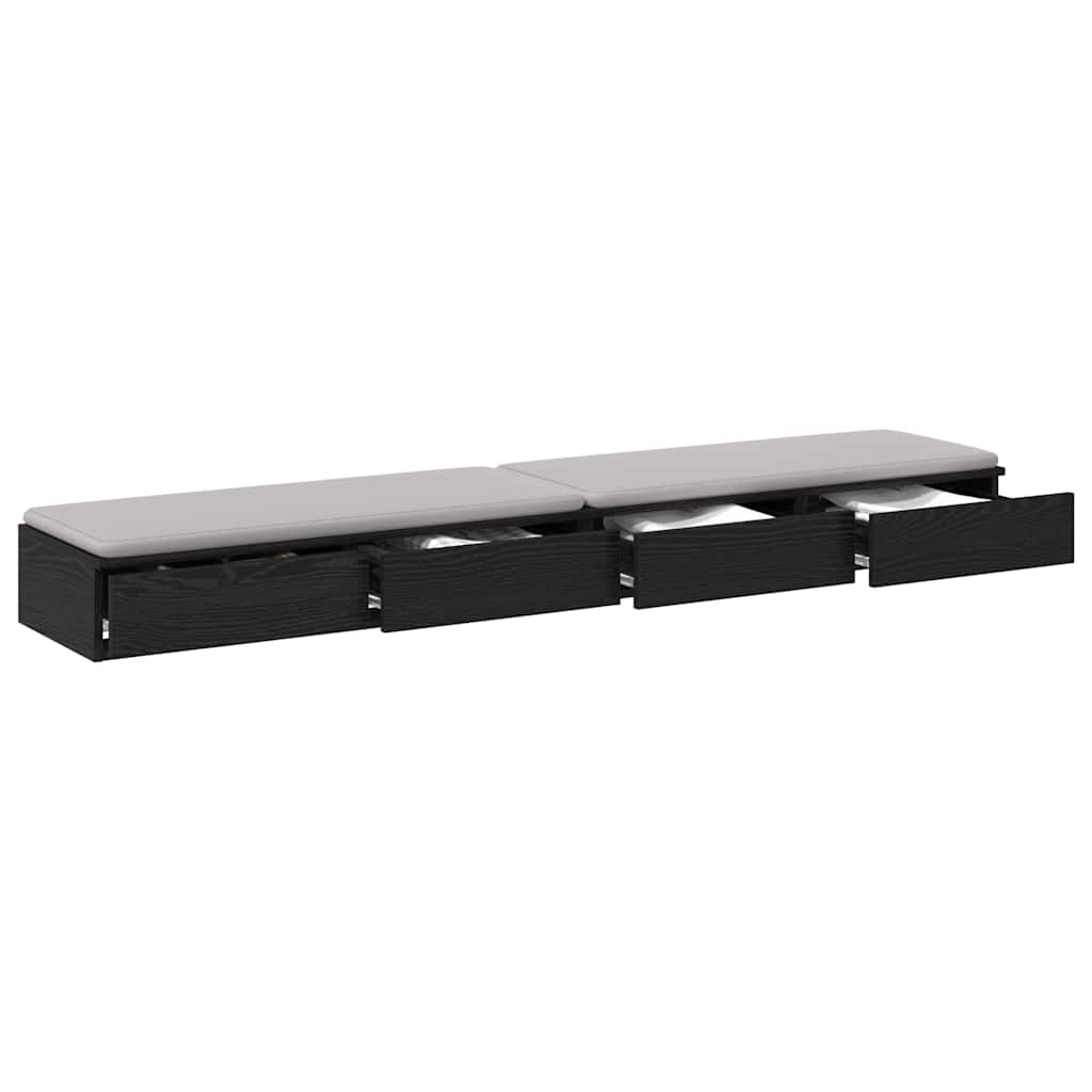 Vidaxl bedlades zwart eiken 200 x 36,5 x 16,5 cm bewerkt hout