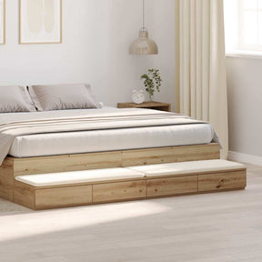 Vidaxl bedlades artisan eiken 200 x 36,5 x 16,5 cm bewerkt hout