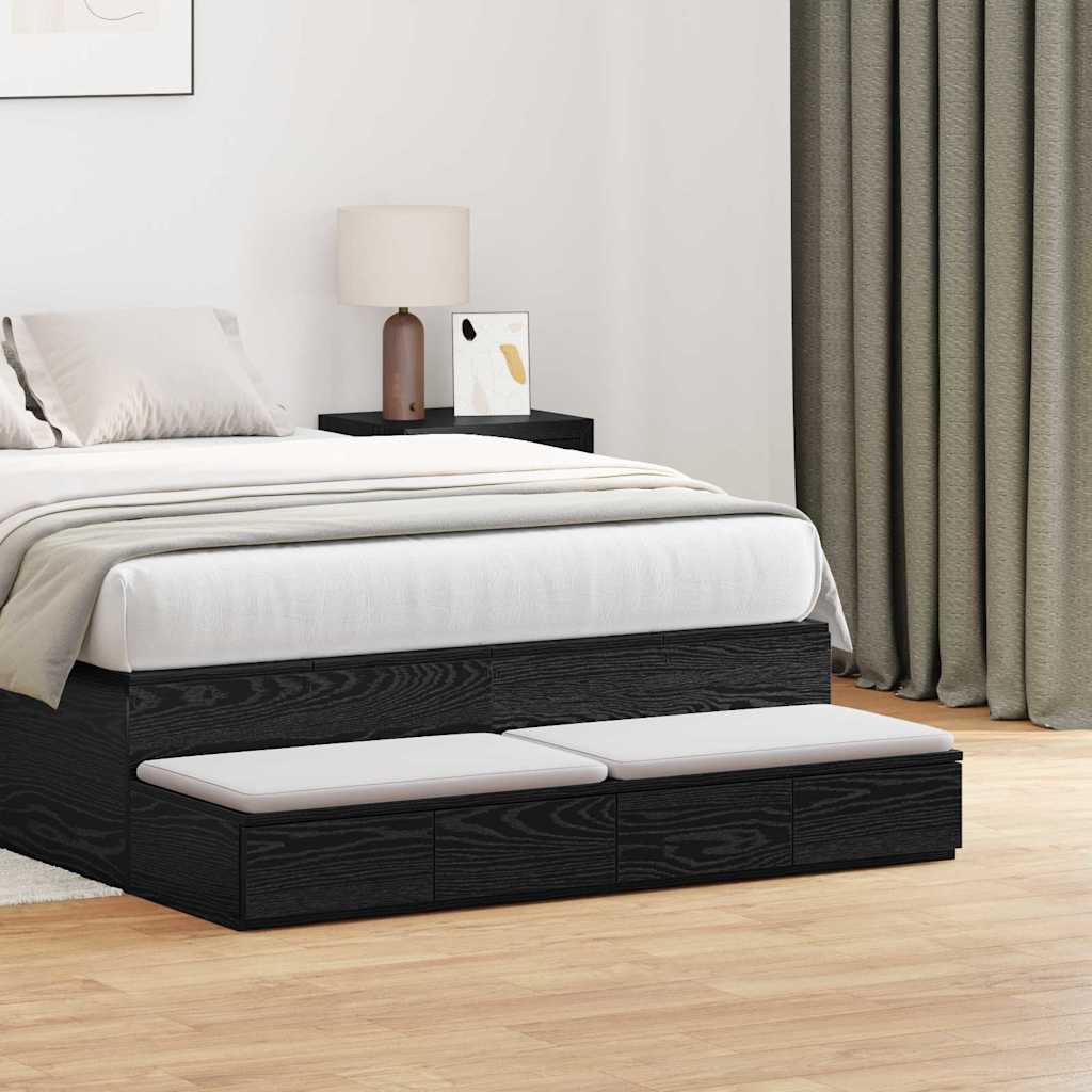 Vidaxl bedlades zwart eiken 120 x 36,5 x 16,5 cm bewerkt hout