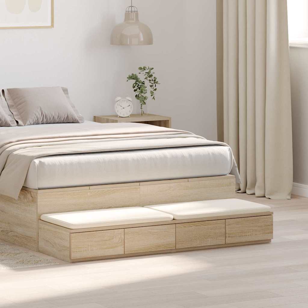 Vidaxl bedlades sonoma eiken 120 x 36,5 x 16,5 cm bewerkt hout