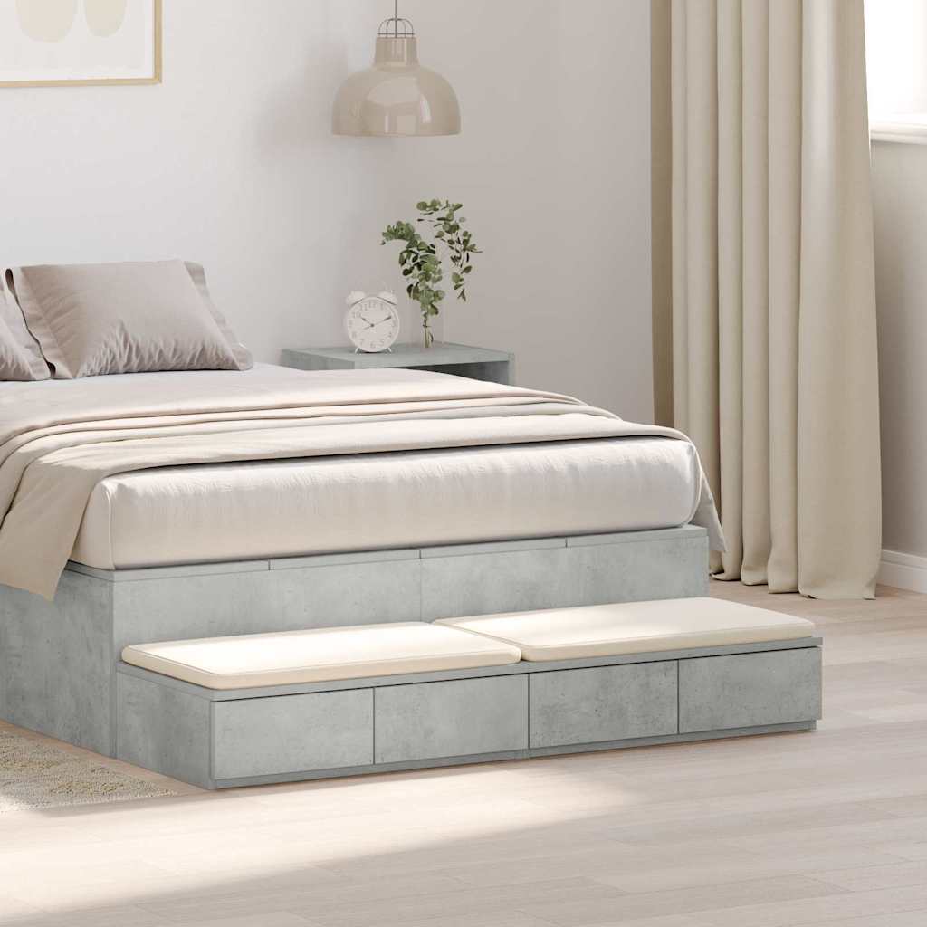 Vidaxl bedlades beton grijs 120 x 36,5 x 16,5 cm bewerkt hout
