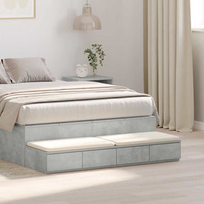 Vidaxl bedlades beton grijs 120 x 36,5 x 16,5 cm bewerkt hout