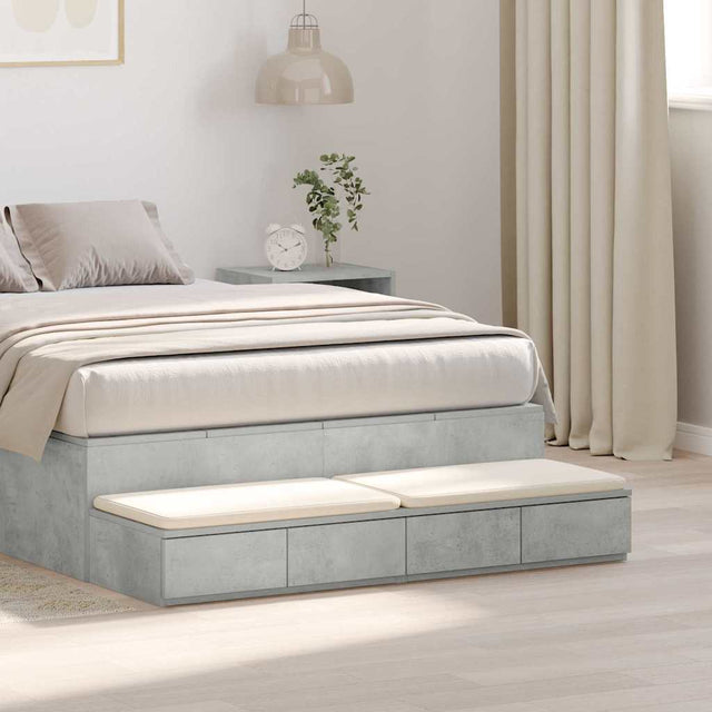 Vidaxl bedlades beton grijs 120 x 36,5 x 16,5 cm bewerkt hout