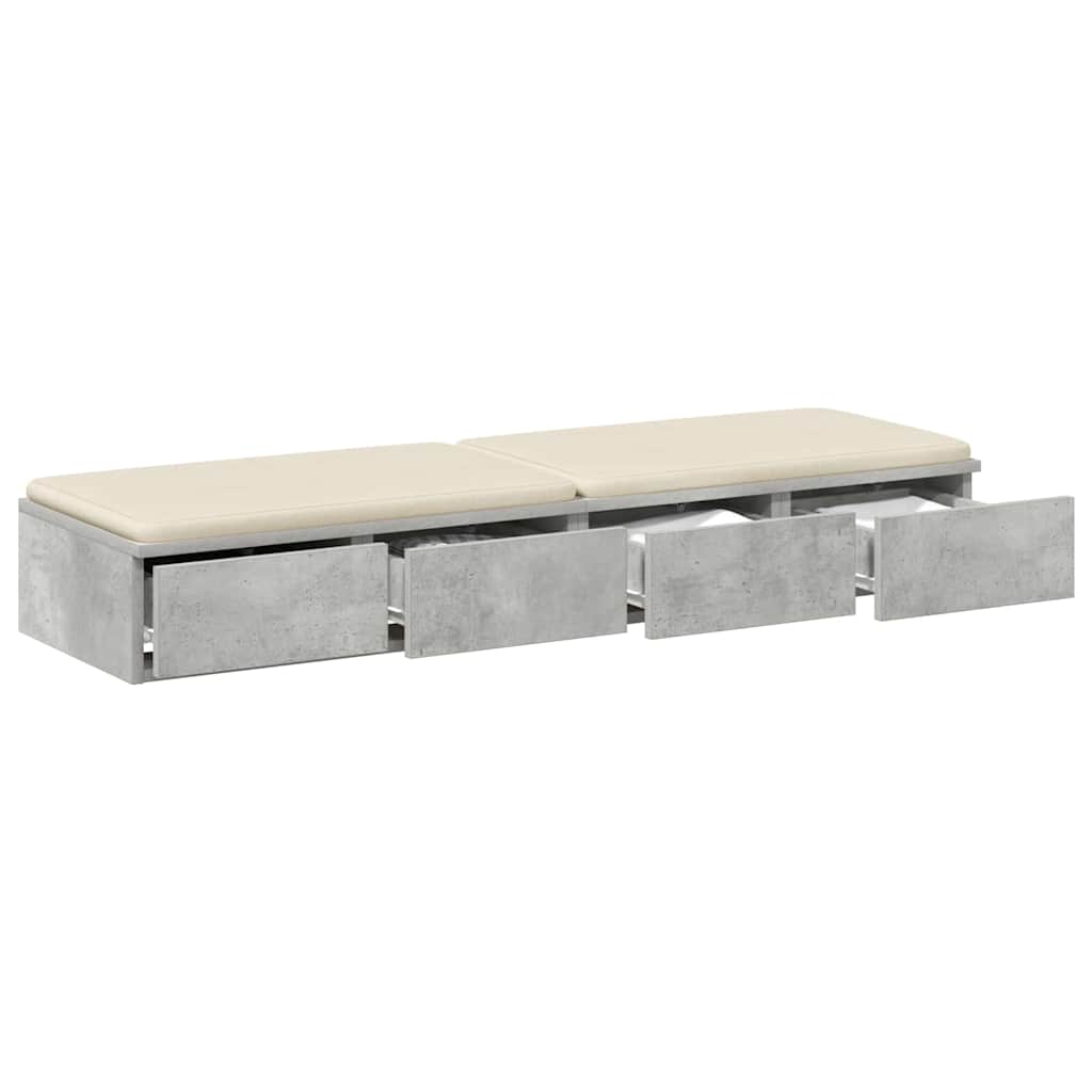 Vidaxl bedlades beton grijs 120 x 36,5 x 16,5 cm bewerkt hout