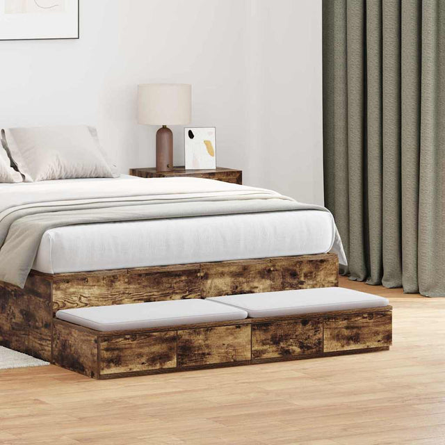 Vidaxl bedlades gerookt eiken 120 x 36,5 x 16,5 cm bewerkt hout