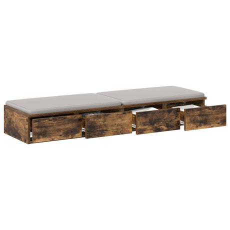 Vidaxl bedlades gerookt eiken 120 x 36,5 x 16,5 cm bewerkt hout