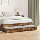 Vidaxl bedlades gerookt eiken 140 x 36,5 x 16,5 cm bewerkt hout