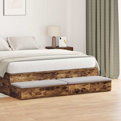 Vidaxl bedlades gerookt eiken 140 x 36,5 x 16,5 cm bewerkt hout