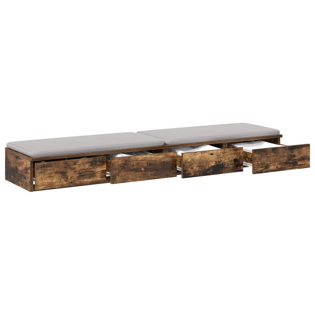Vidaxl bedlades gerookt eiken 150 x 36,5 x 16,5 cm bewerkt hout
