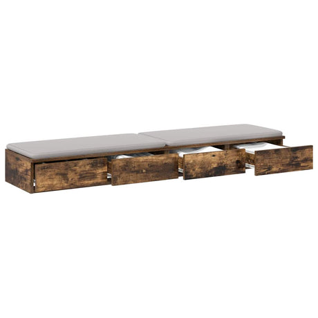Vidaxl bedlades gerookt eiken 150 x 36,5 x 16,5 cm bewerkt hout