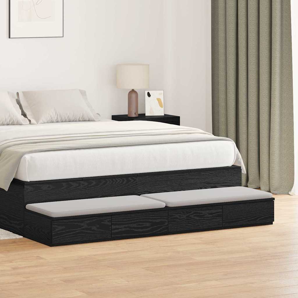Vidaxl bedlades zwart eiken 160 x 36,5 x 16,5 cm bewerkt hout