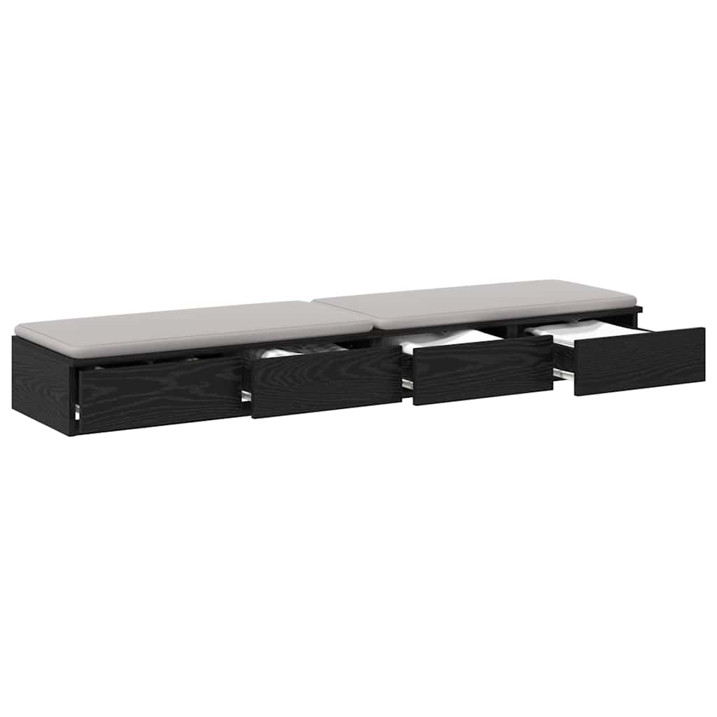 Vidaxl bedlades zwart eiken 160 x 36,5 x 16,5 cm bewerkt hout