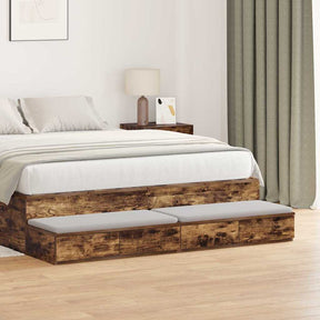 Vidaxl bedlades gerookt eiken 160 x 36,5 x 16,5 cm bewerkt hout