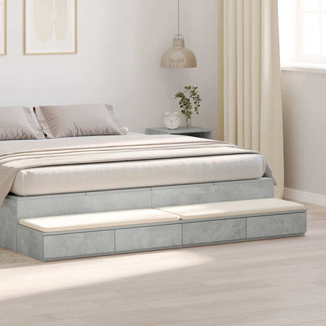 Vidaxl bedlades beton grijs 180 x 36,5 x 16,5 cm bewerkt hout