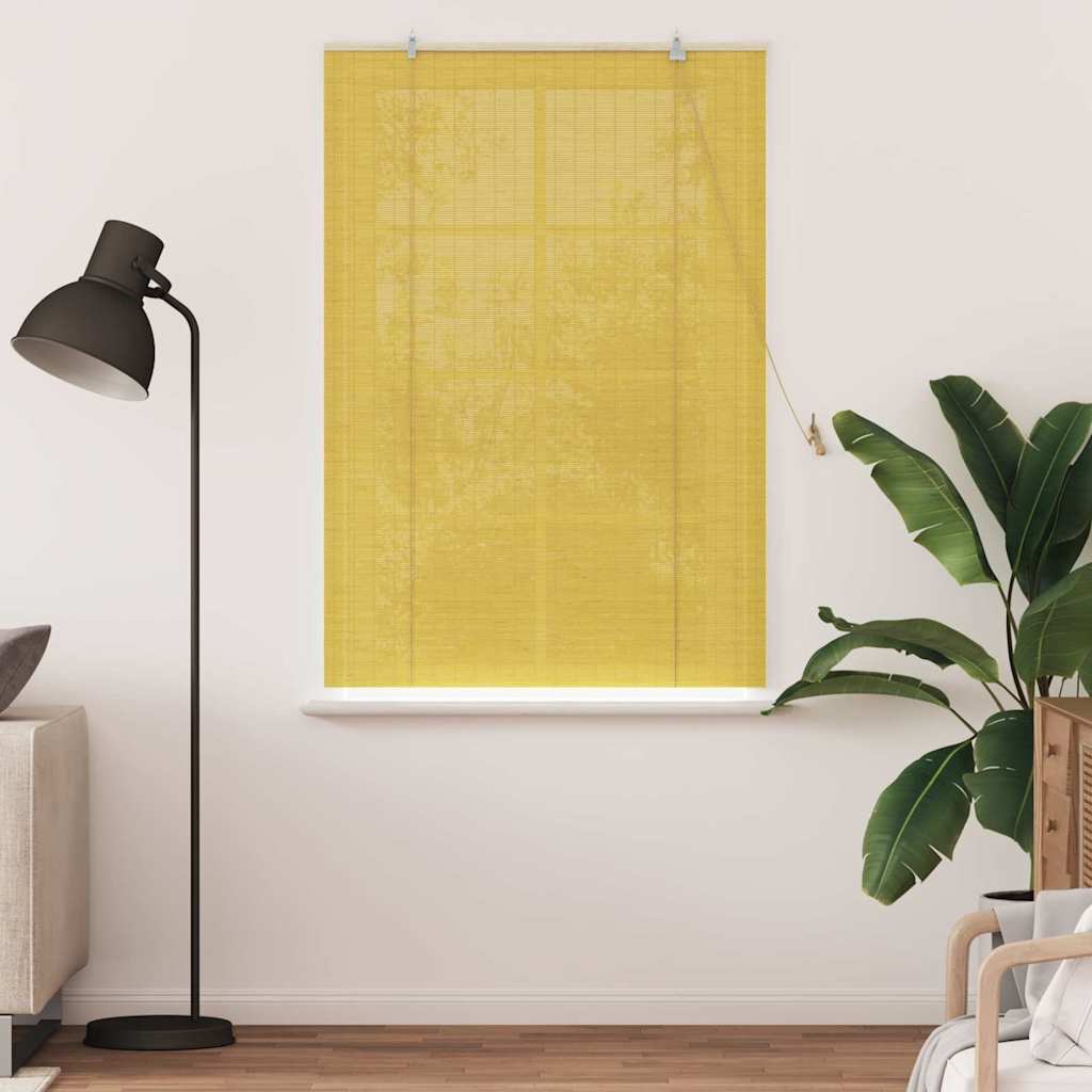 Vidaxl rolgordijn met gordijnen geel 120 x 160 cm bamboe