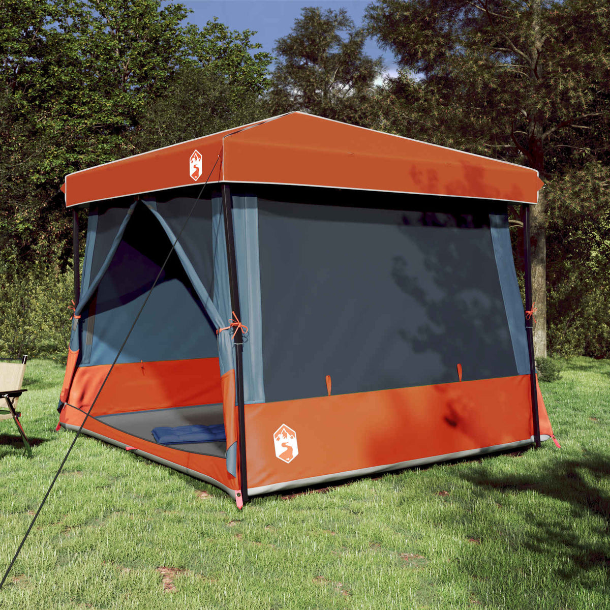 Vidaxl camping tent set 2 st 5-persoons grijs en oranje