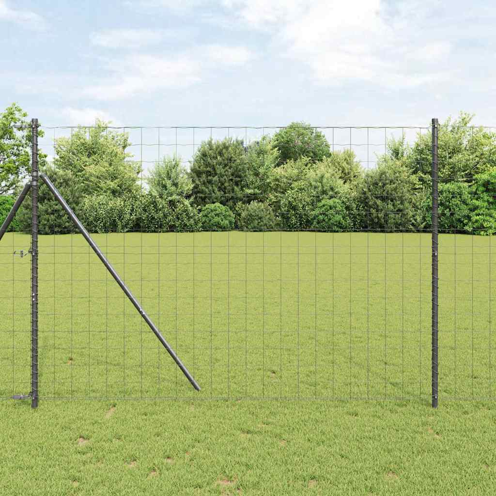 Vidaxl euro hek grijs 1,6 x 10 m pvc-gecoat ijzer