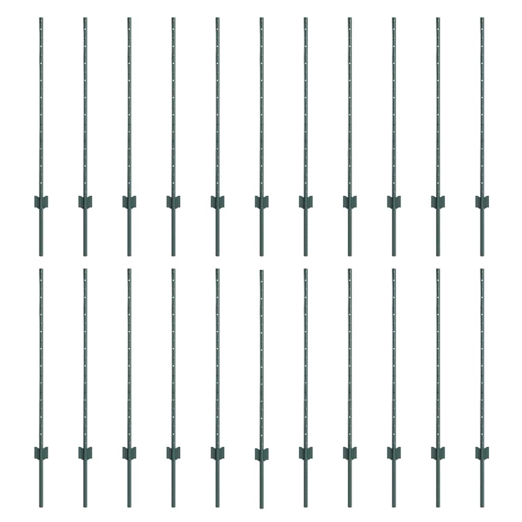 Vidaxl afrasteringspaal 22 pcs groen 140 cm staal