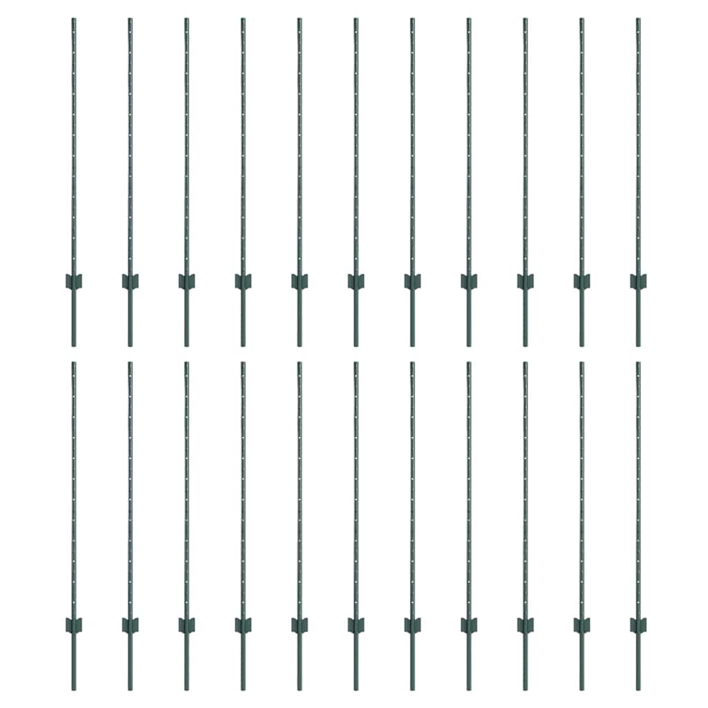 Vidaxl afrasteringspaal 22 pcs groen 160 cm staal