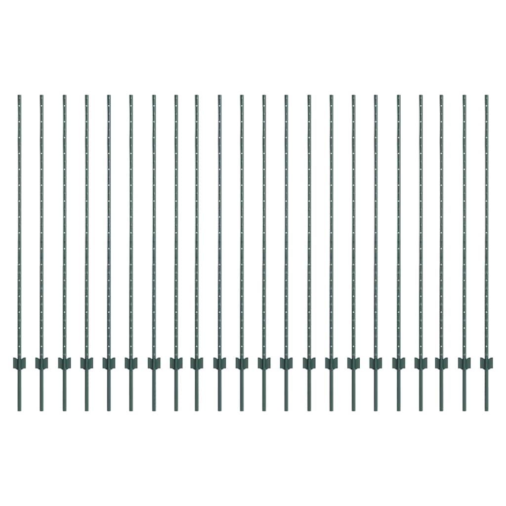 Vidaxl afrasteringspaal 22 pcs groen 200 cm staal