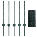 Vidaxl hek met paal groen 0,6 x 10 m staal en pvc
