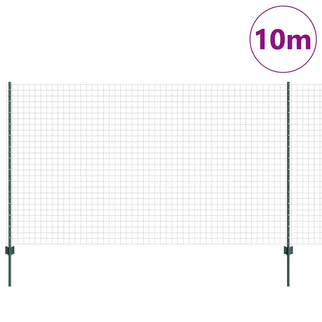 Vidaxl hek met paal groen 1,4 x 10 m staal en pvc