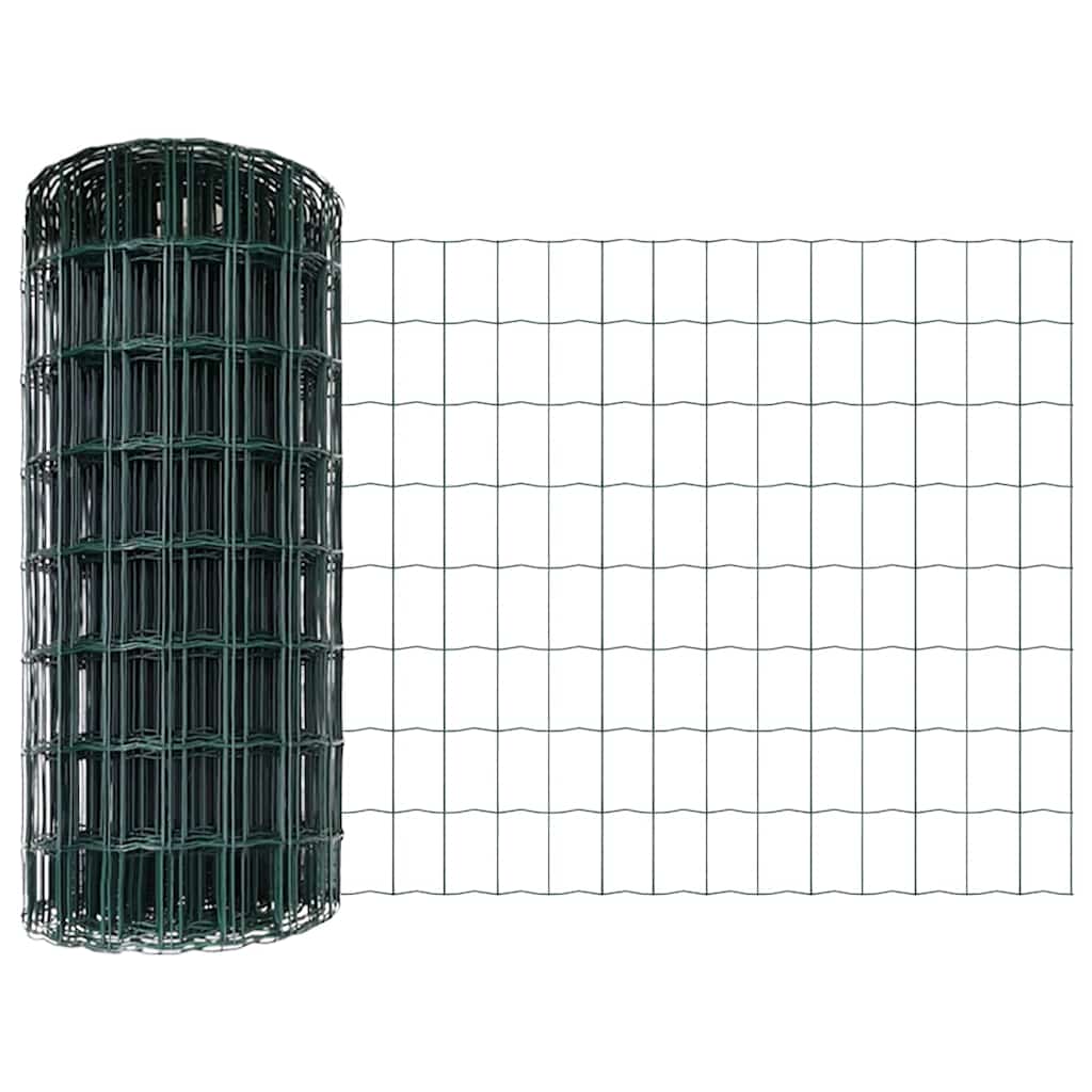 Vidaxl euro-hek met palen 10 x 0,8 m pvc-coated staal groen mesh