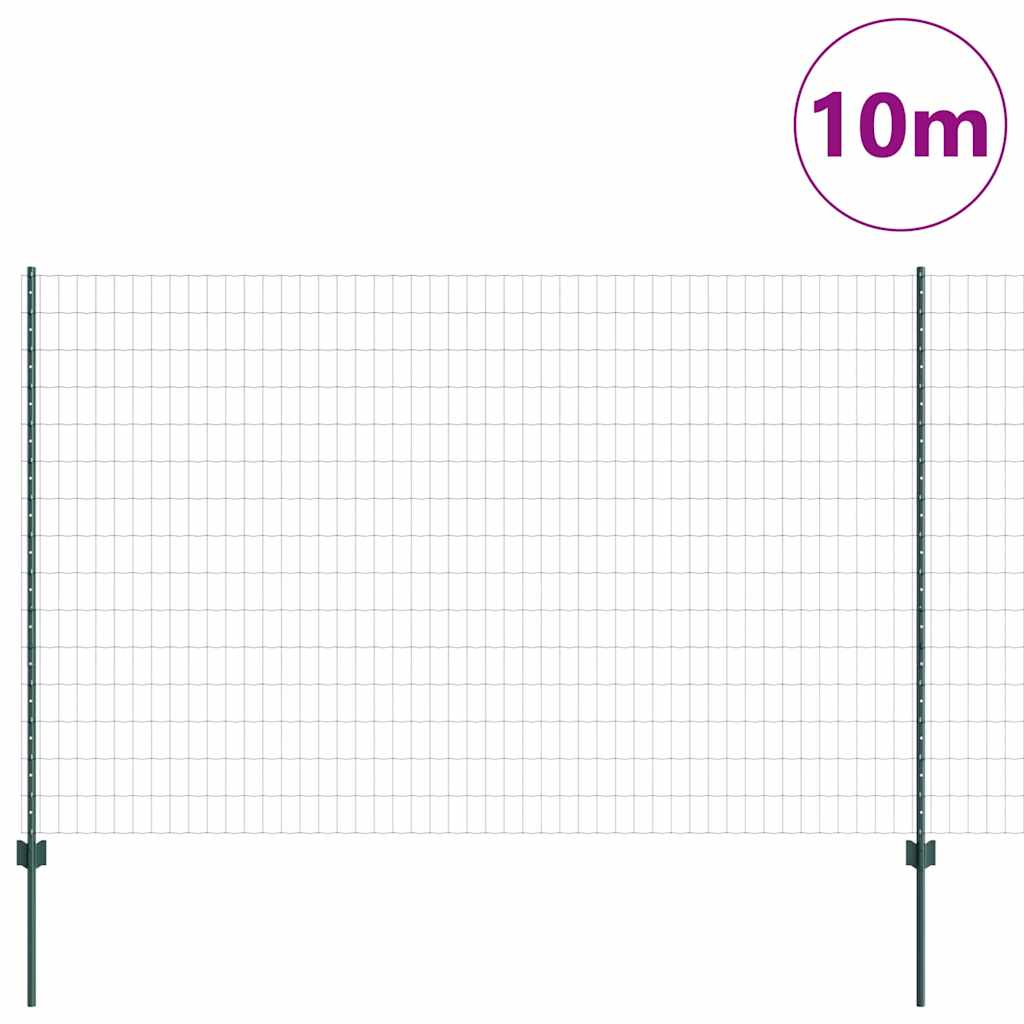 Vidaxl hek met paal groen 1,5 x 10 m staal en pvc