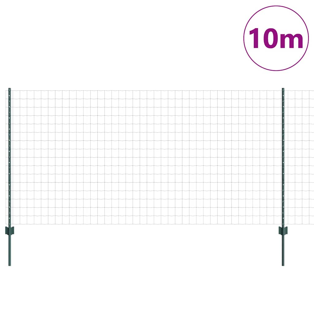 Vidaxl hek met paal groen 1,2 x 10 m staal