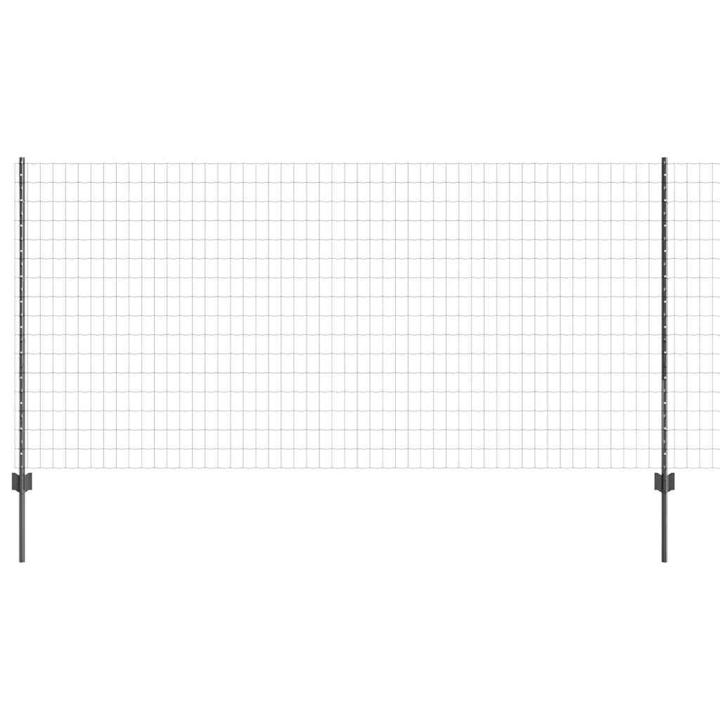 Vidaxl hek met paal grijs 1,2 x 10 m staal en pvc