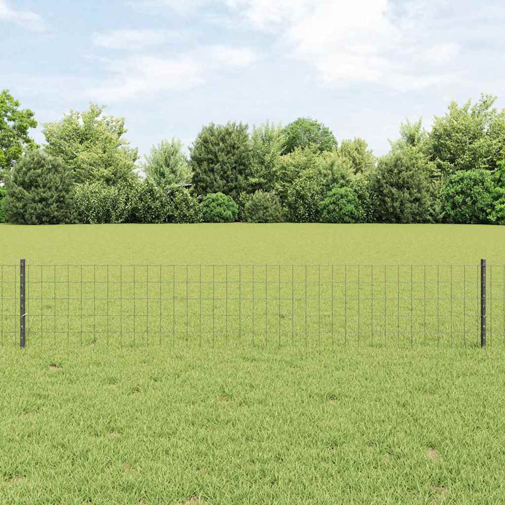 Vidaxl hek met paal grijs 0,4 x 10 m staal en pvc