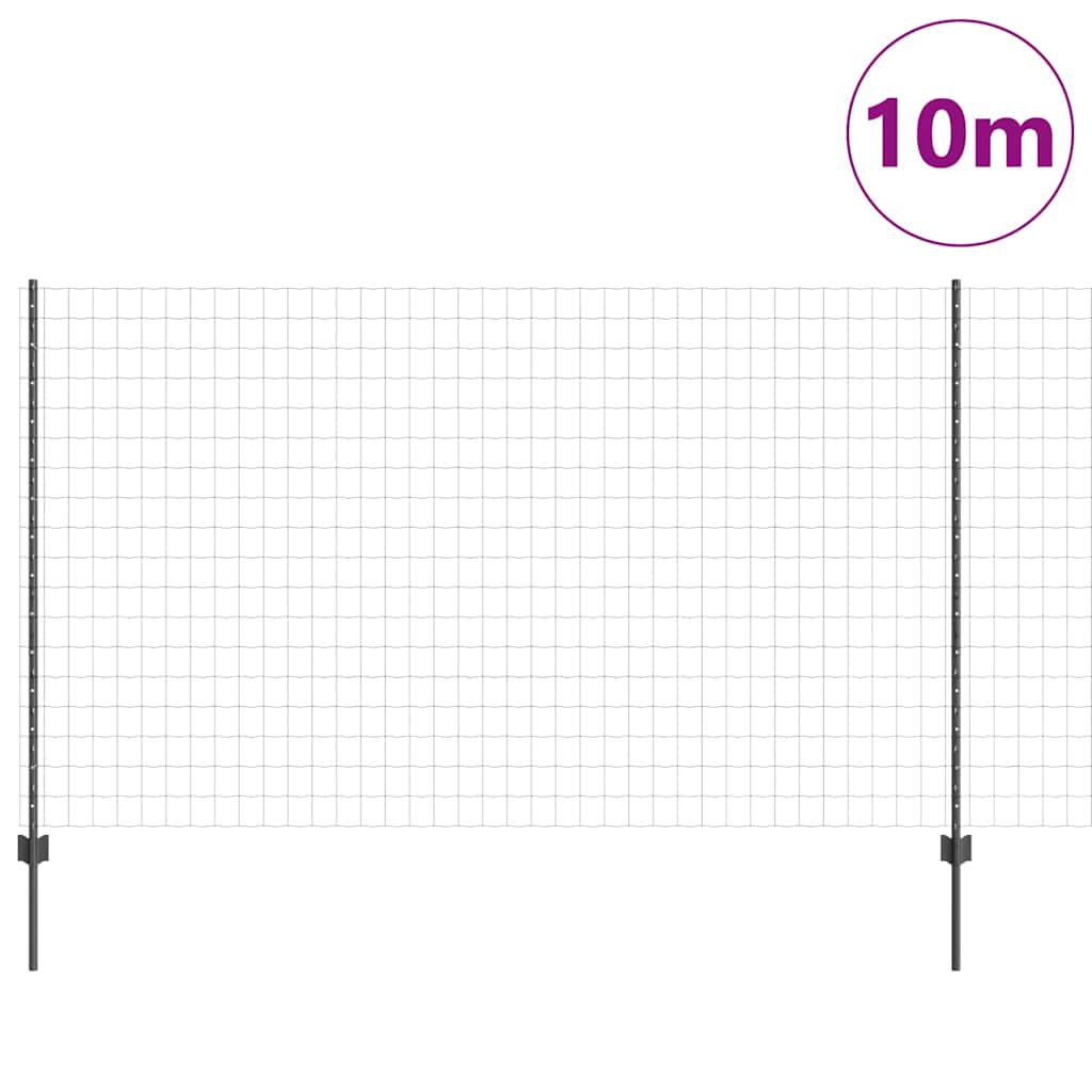 Vidaxl hek met paal grijs 1,4 x 10 m staal en pvc