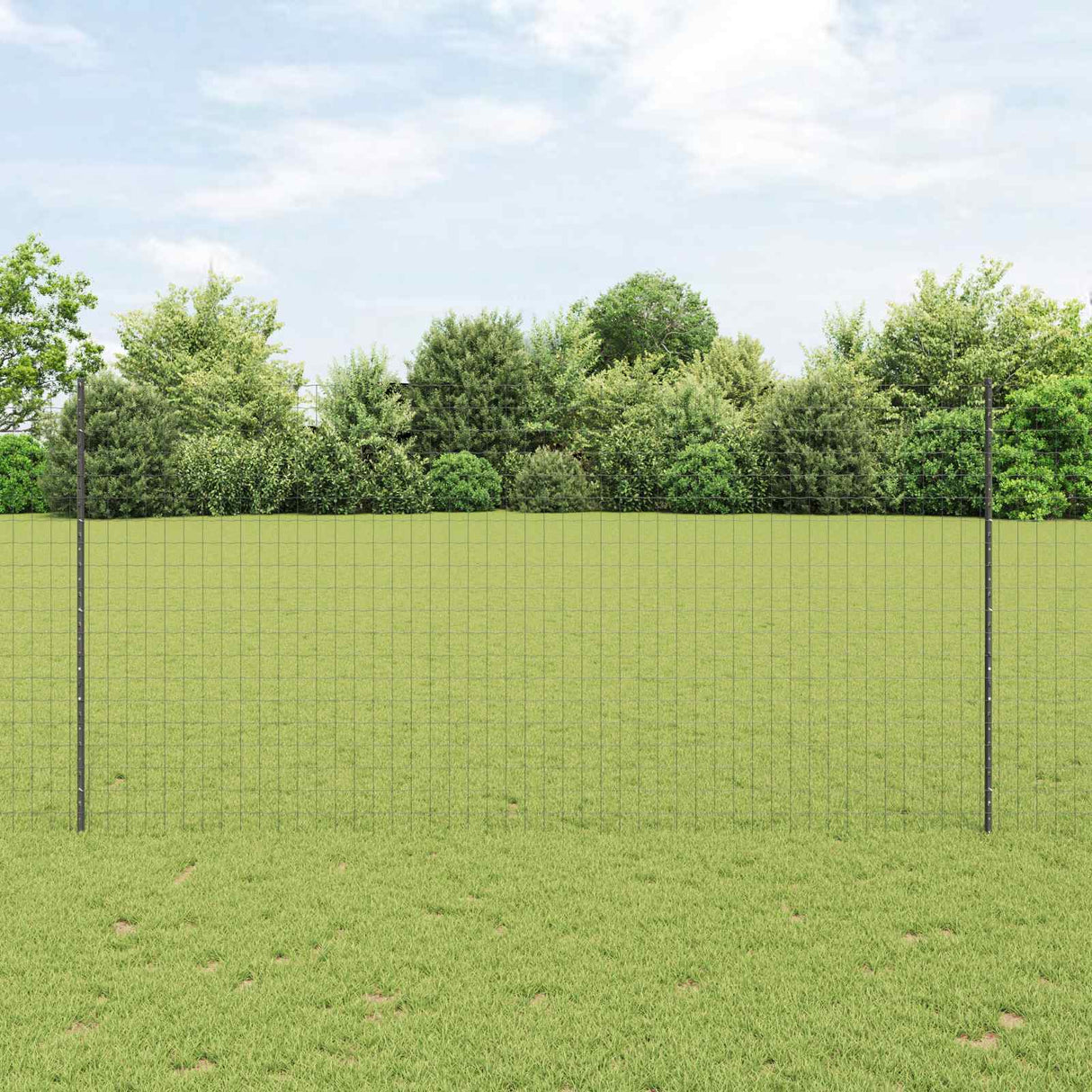 Vidaxl hek met paal grijs 1,5 x 10 m staal