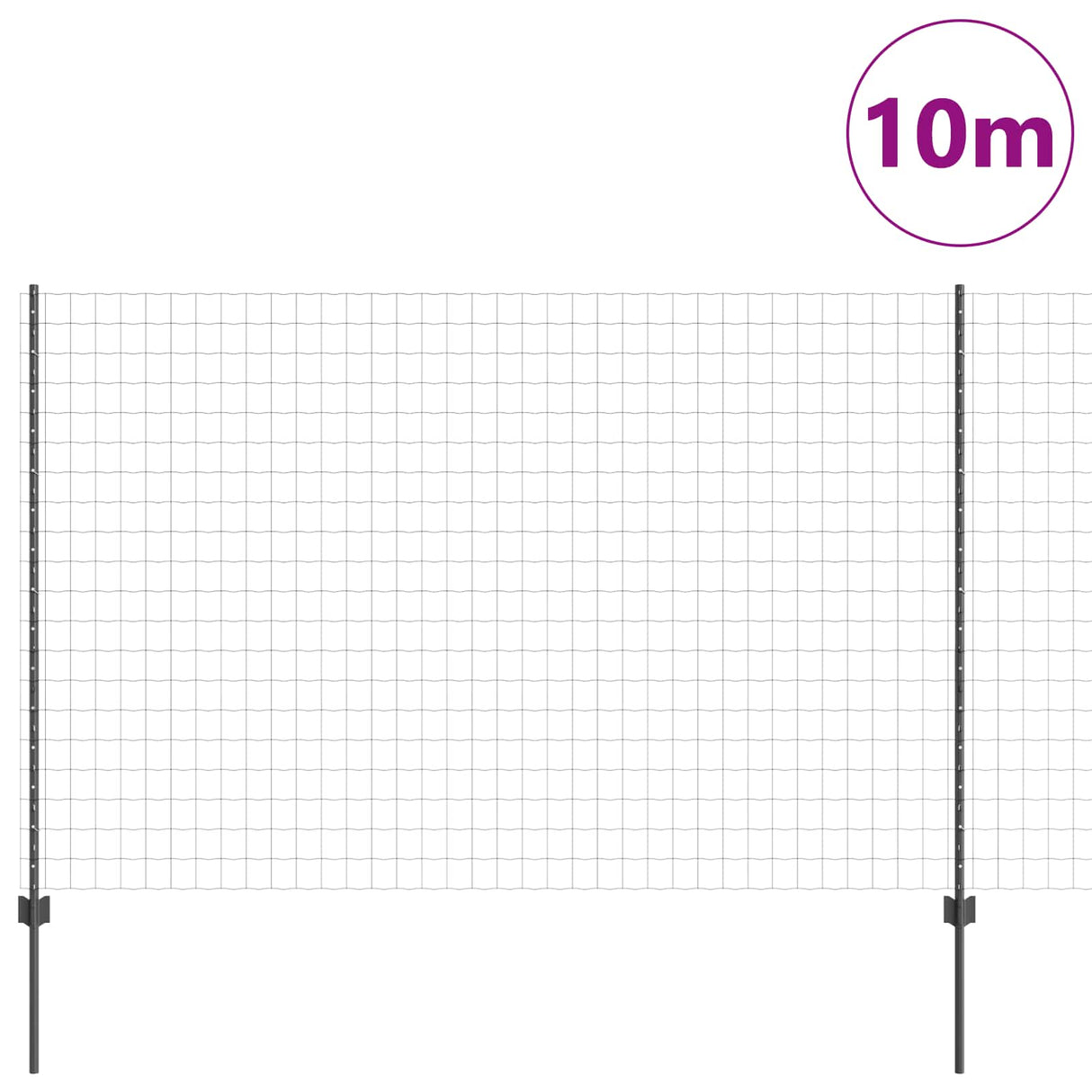 Vidaxl hek met paal grijs 1,5 x 10 m staal