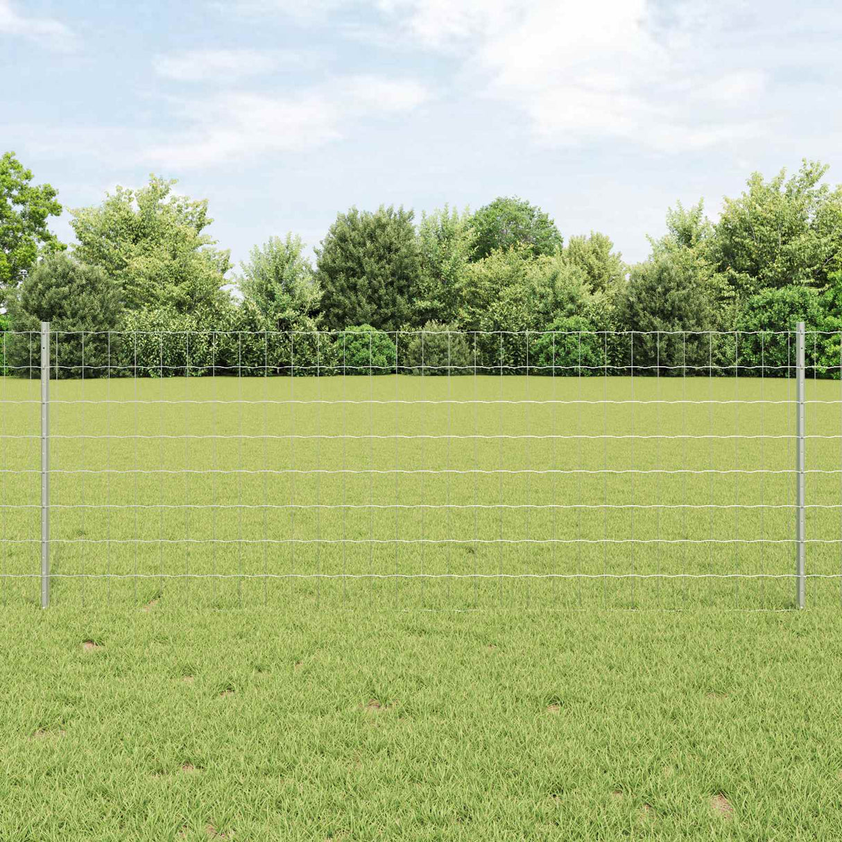 Vidaxl hek met paal zilver 0,8 x 10 m staal