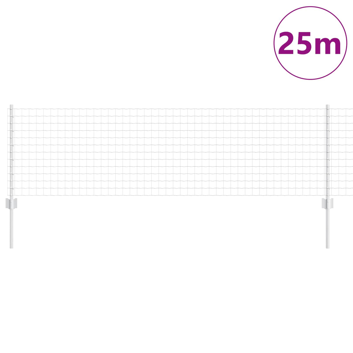 Vidaxl hek met paal zilver 0,6 x 25 m staal