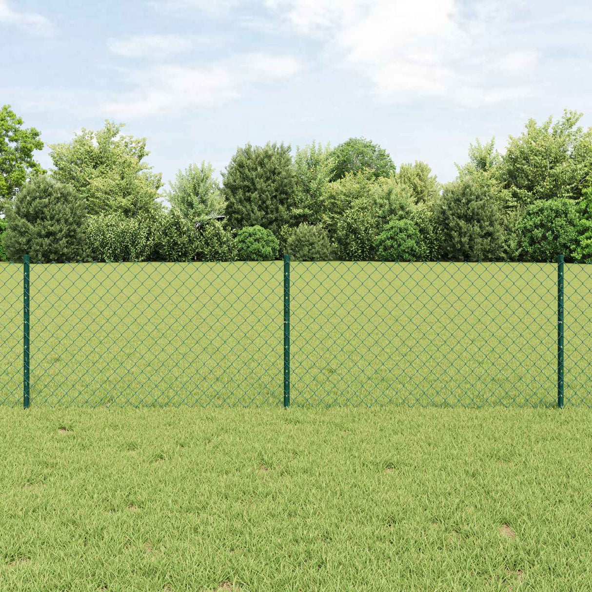 Vidaxl hek met paal groen 0,6 x 10 m staal en pvc