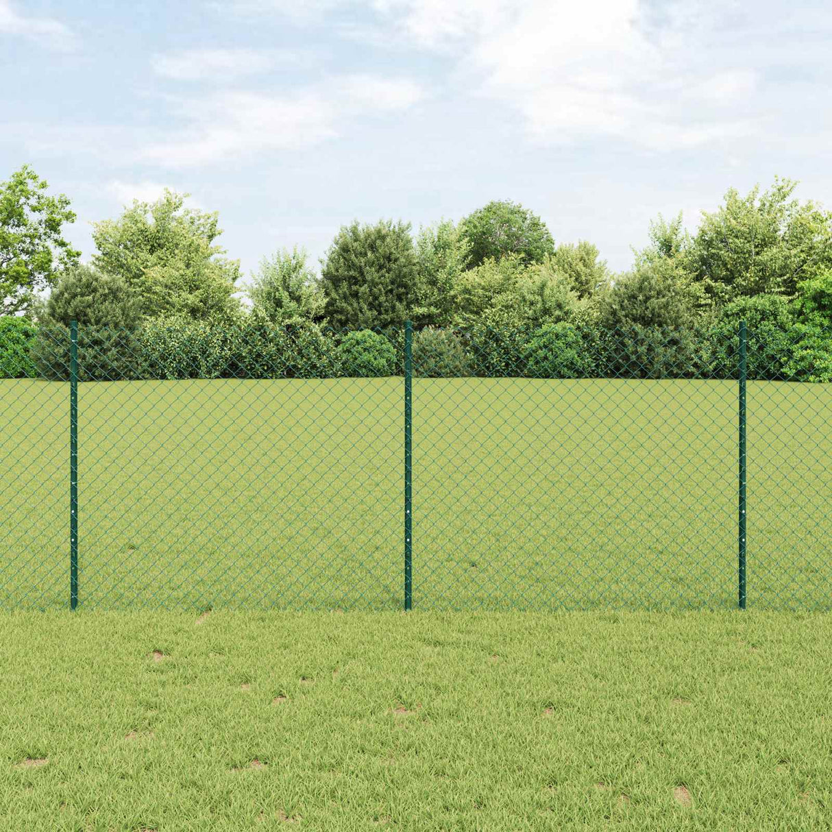 Vidaxl hek met paal groen 1 x 10 m staal en pvc