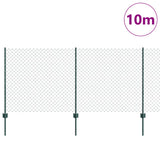 Vidaxl hek met paal groen 1 x 10 m staal en pvc