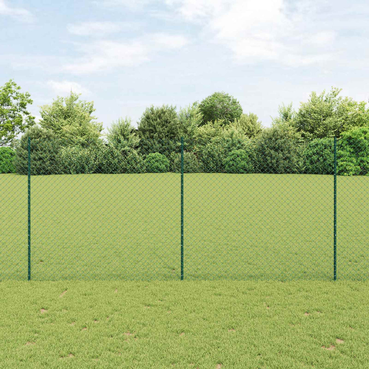Vidaxl hek met paal groen 1,4 x 10 m staal en pvc