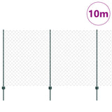 Vidaxl hek met paal groen 1,4 x 10 m staal en pvc
