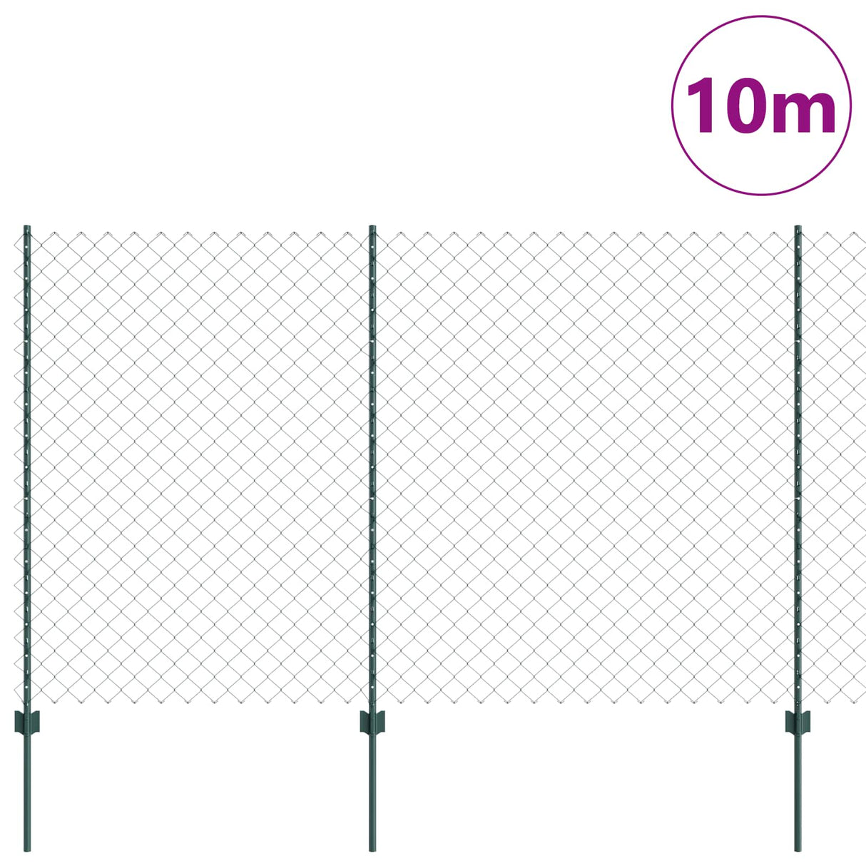 Vidaxl hek met paal groen 1,5 x 10 m staal en pvc