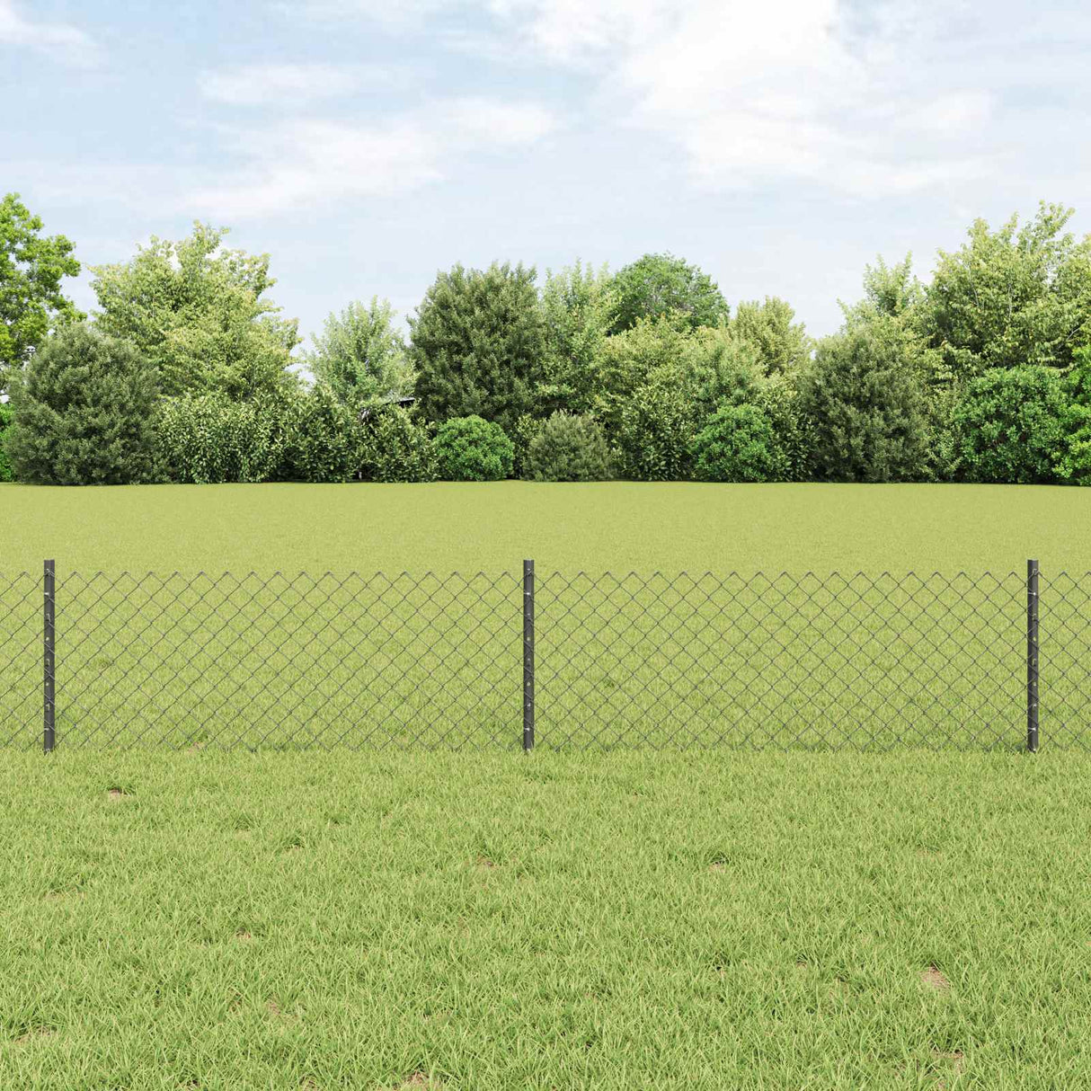 Vidaxl hek met paal grijs 0,4 x 10 m staal en pvc