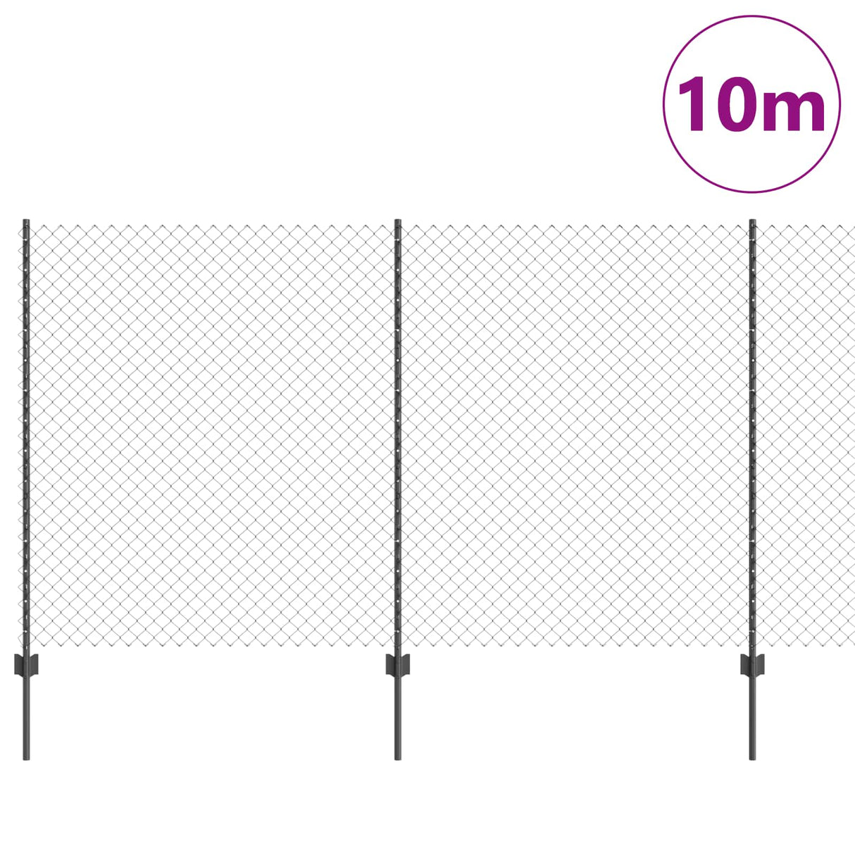 Vidaxl hek met paal grijs 1,4 x 10 m staal en pvc