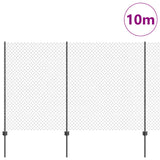 Vidaxl hek met paal grijs 1,5 x 10 m staal en pvc