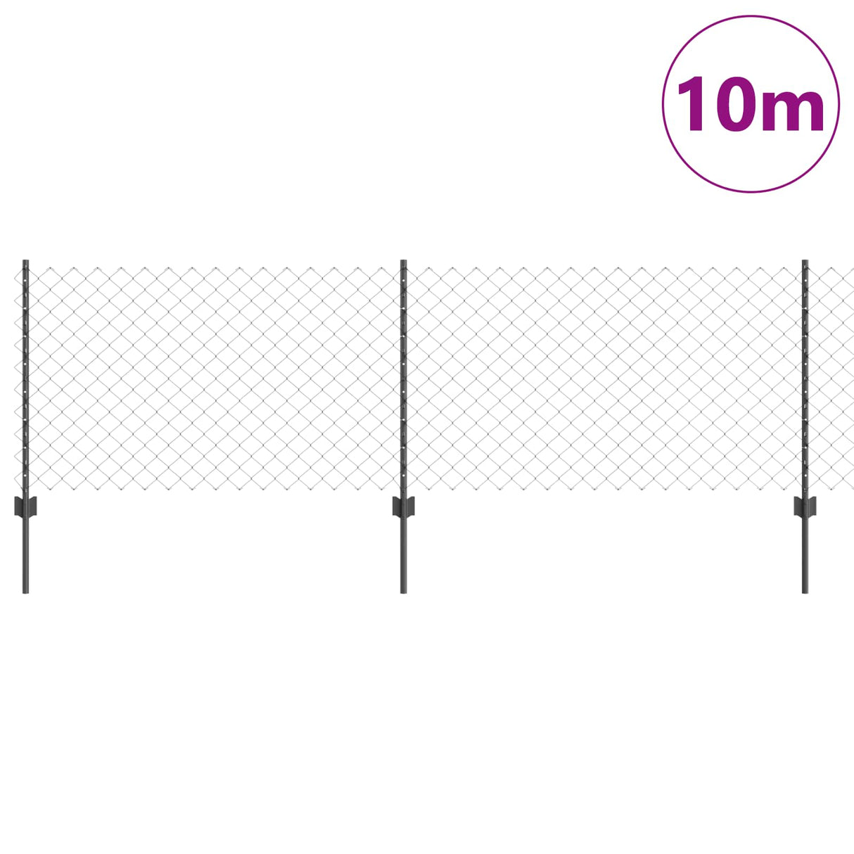 Vidaxl hek met paal grijs 0,8 x 10 m staal en pvc
