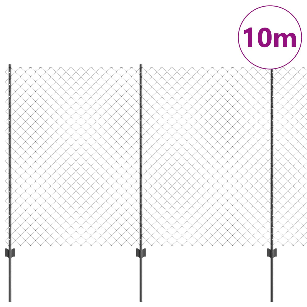 Vidaxl hek met paal grijs 1,5 x 10 m staal en pvc