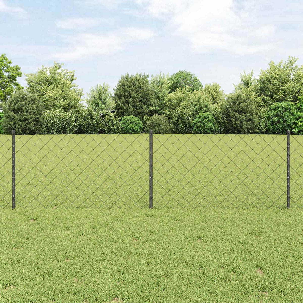 Vidaxl gaashek met palen 25 x 0,6 m pvc-coated staal grijs mesh