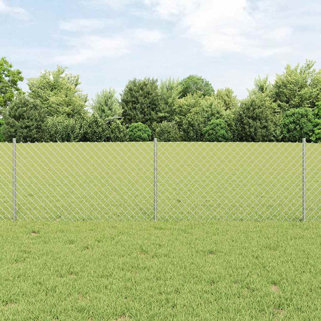 Vidaxl hek met paal zilver 0,6 x 10 m staal